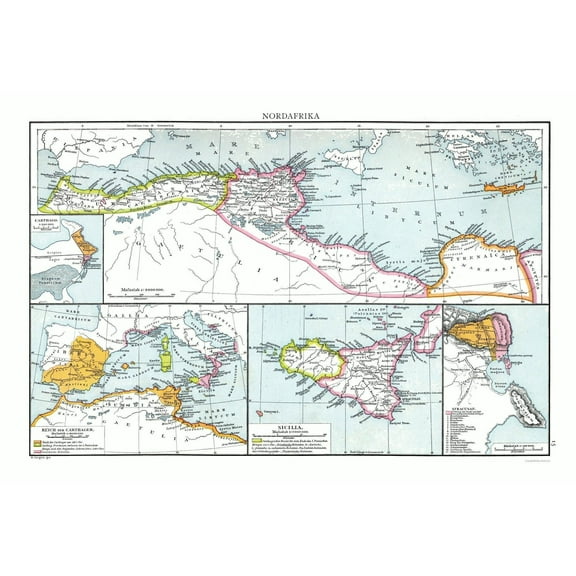Historic Map - North Africa - Droysen 1886 - Vintage Wall Art