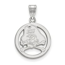 Sterling Silver LogoArt East Carolina University Pirate Small Circle Pendant Charm