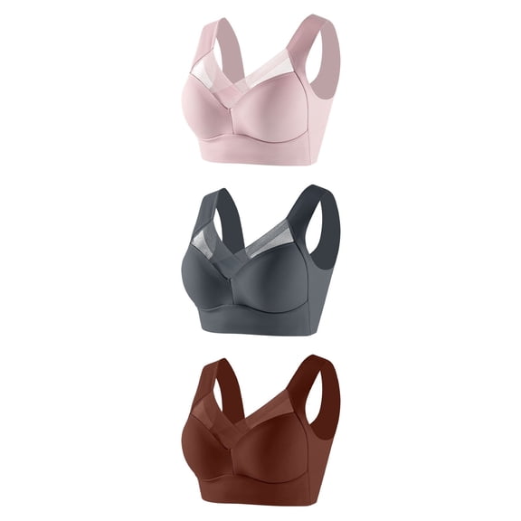 LLYWEY Sleep Bras for Women Clearance Cotton Bras Women Ladies Push-Up Bra Style-187 Women's Plus Seamless Bra Feature Adult Female Push up Sports Bras Brown 42B