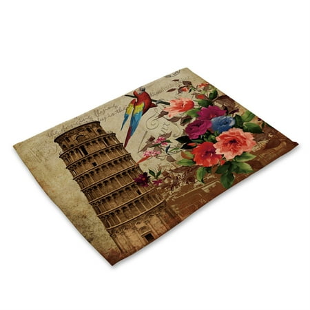 

Farfi Stain Resistant Placemat Heat Resistance Linen Modern Style Butterfly Pattern Table Mat Household Supplies (Type 4)