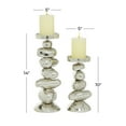 thumbnail image 4 of DecMode 2 Candle Silver Aluminum Candle Holder, Set of 2, 4 of 13