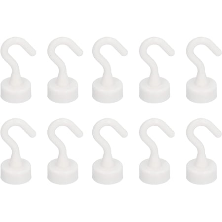 Magnetic Hooks, 10Pcs Heavy Duty ABS Compact Hooks for Fridge Refrigerator Keys BBQ Grill Curtain Rod Towel Ceiling Kitchen Office Cruise Ship