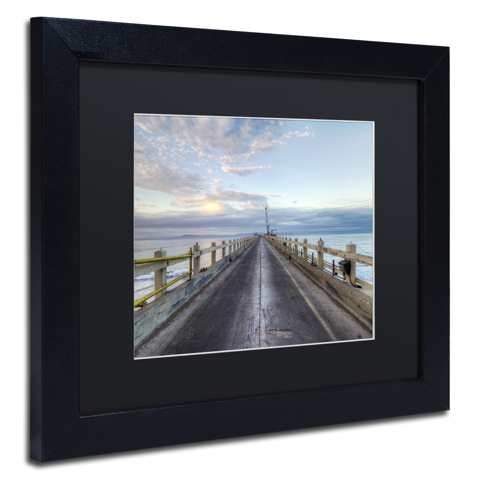 Trademark Fine Art "Carpinteria Pier View I" Canvas Art by Chris Moyer, Black Matte, Black Frame
