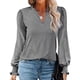 thumbnail image 1 of Blusa con volantes, manga abullonada, cuello en V, manga larga, color puro, tops de moda para mujer, 1 of 6
