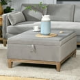 thumbnail image 3 of Knox 35" Square Storage Cocktail Ottoman Opal Grey Velvet, 3 of 13