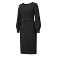 thumbnail image 4 of Womens Elegant Solid Color Slim Fit V Neck Knit Sweater Dress Long Sweater Dress for Women plus Size Long Sleeve Wrap Dress for Women Sweater for Dress Cute Dresses for Women Long Sleeve Knit Sweater, 4 of 7