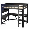 thumbnail image 5 of Full Size Loft Bed with Desk, Gaming Bed Frame with LED Lights and Charging Station, Storage Shelves for Bedroom, Black, 5 of 8