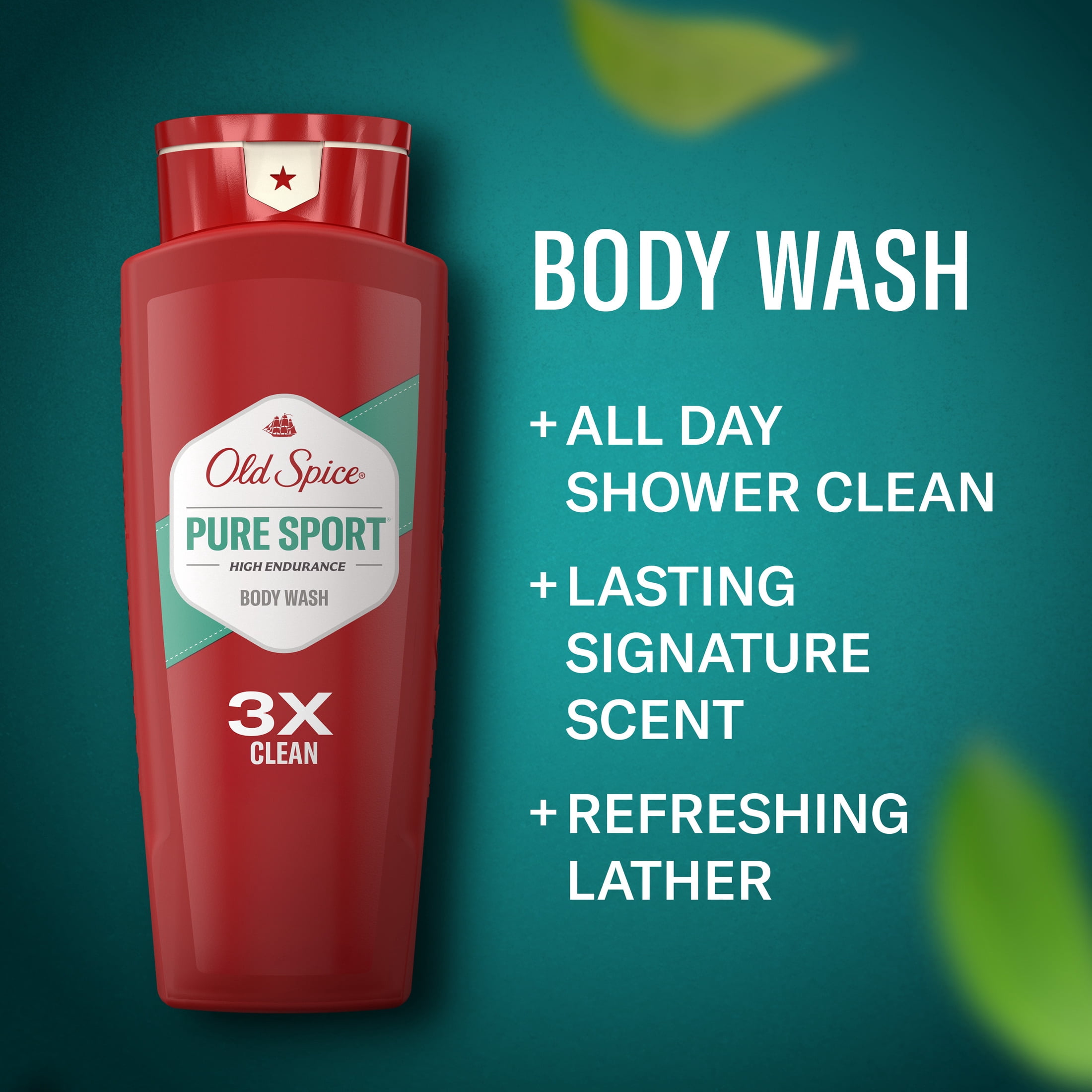 (4 pack) Old Spice High Endurance Body Wash for Men, Pure Sport Scent, 24 FL OZ (709 mL) Twin Pack