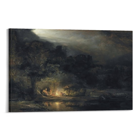 Rembrandt Van Rijn Poster The Rest on The Flight Into Egypt Canvas Wall Art Prints Poster Gifts Photo Picture Painting Posters Room Decor Home Decorative 12x18inch(30x45cm)