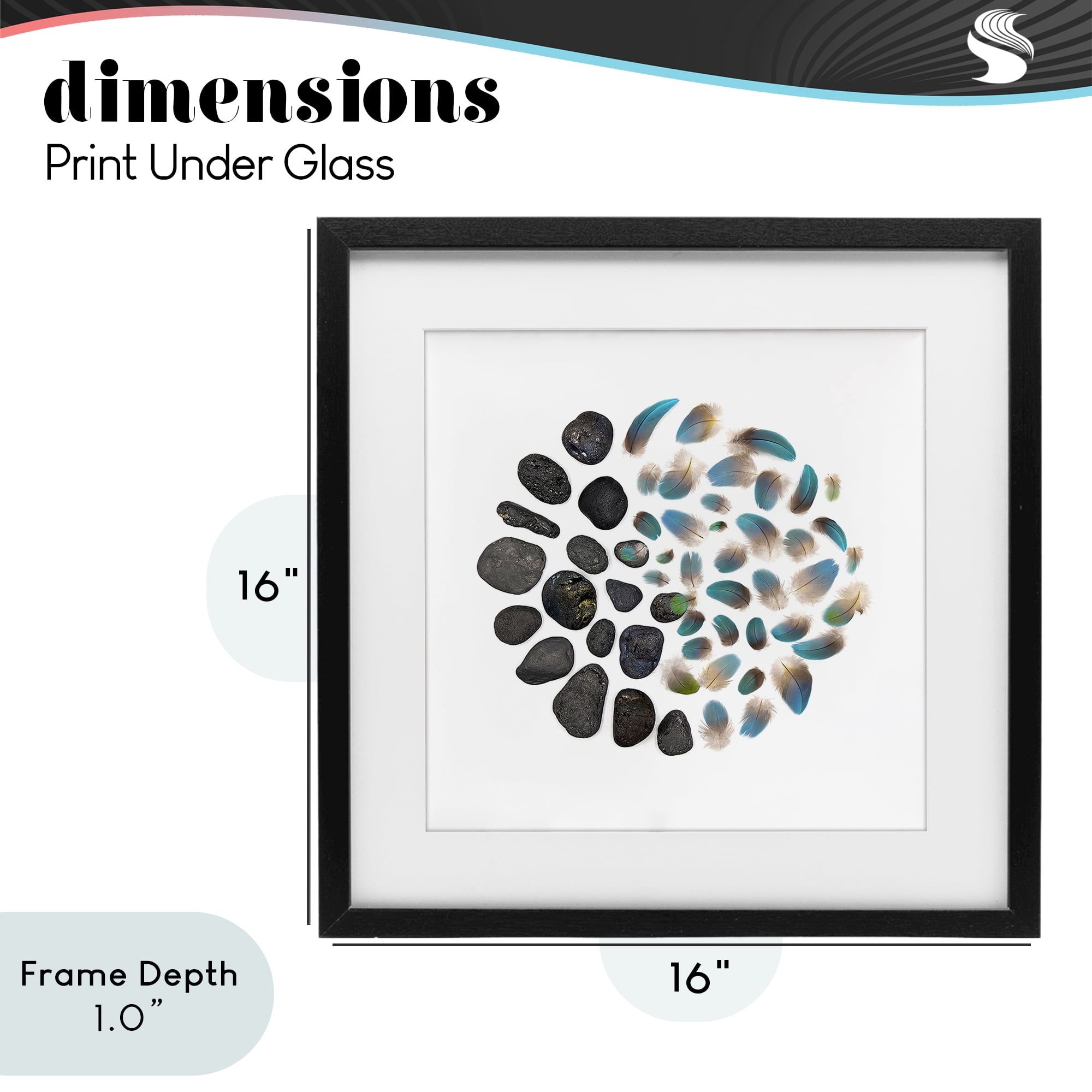 Stupell Industries Feathers & Rocks Collection Black Framed Print Under Glass, design by Beth Adoette