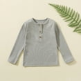 thumbnail image 2 of biudgviw Lounge Shirts for Baby Fall Soft Crewneck Buttons Basic Tees Casual Long Sleeve Girls Boys Cotton T-Shirts, 2 of 5