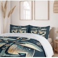 thumbnail image 5 of Ambesonne Nautical Duvet Cover Set, Anchor with Whales Compass, Queen, Petrol Blue Beige, 5 of 6