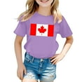 thumbnail image 4 of TIEVOSA T-Shirt à Manches Courtes pour Filles Fête du Canada Été Col Rond T-Shirt Coupe Décontractée Basique pour 3-4 Ans (Violet), 4 of 4
