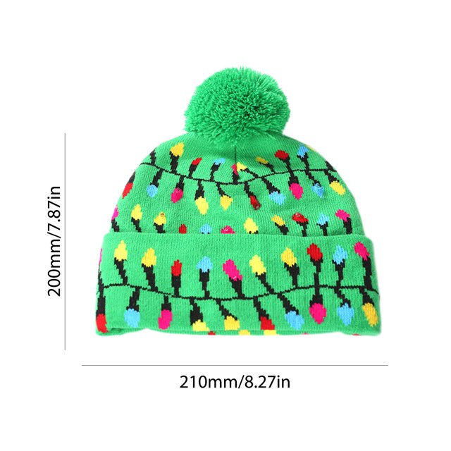 Sombrero de Navidad de punto con adornos de gorros cálidos que brillan intensamente de Navidad con luz LED (estilo C) Sywqhk Libre de BPA