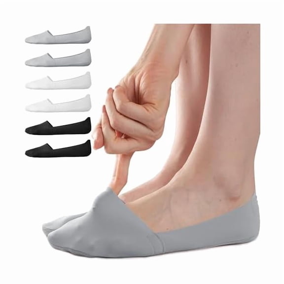 Eryueer No Show Socks Womens, Non Slip Low Cut 6 Pairs Thin Silky Dress Footies Liner Invisible Socks Flats Loafers Sneakers