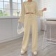 thumbnail image 4 of Pantalones Trajes casuales de 2 piezas para mujer, suéteres sueltos y pantalones palazzo, traje simple para el hogar Cgtredaw Beige T L para Mujer, 4 of 6