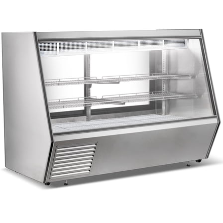 84 in. Stainless Steel Square Glass Refrigerated Deli Case 40.5 Cu.Ft. Seafood Refrigerated Case NSF