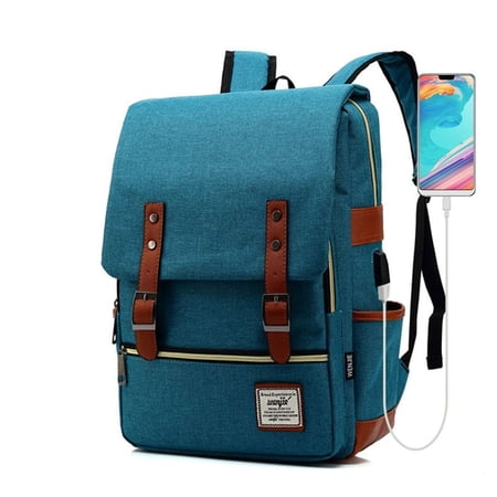 UKAP Women Men Work Laptop Backpack Computer Rucksack Bookbag Daypacks Schoolbag Knapsack with USB Charging Port Peacock Blue
