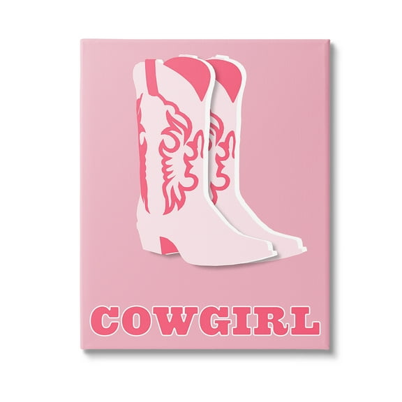 Stupell Industries Pastel Blush Cowgirl Boots Beauty & Fashion Painting Gallery Wrapped Canvas Art Print Wall Art, 16 x 20