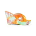 thumbnail image 3 of BLISSFUL STEP Women's Tie Dyed Strap Platform Slide Wedge Heels Sandals Orange 8, 3 of 8
