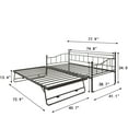 thumbnail image 6 of Premium Daybed Metal Bed Frame, Twin Size Bed with Trundle, Daybed and Roll Out Trundle for Kids Room Guest Room Apartment, Easy Assembly, Mattresses Sold Separately, K213, 6 of 8