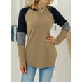 thumbnail image 5 of TEMOFON Women Long Sleeve Shirts Casual Crewneck Sweatshirts Loose Fit Striped Tunic Tops Fashion Color Block Girls T Shirts, 5 of 5