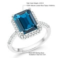 thumbnail image 5 of Gem Stone King 925 Sterling Silver London Blue Topaz Engagement Ring for Women (4.36 Cttw, Emerald Cut 10X8MM, Gemstone November Birthstone, Size 5), 5 of 5