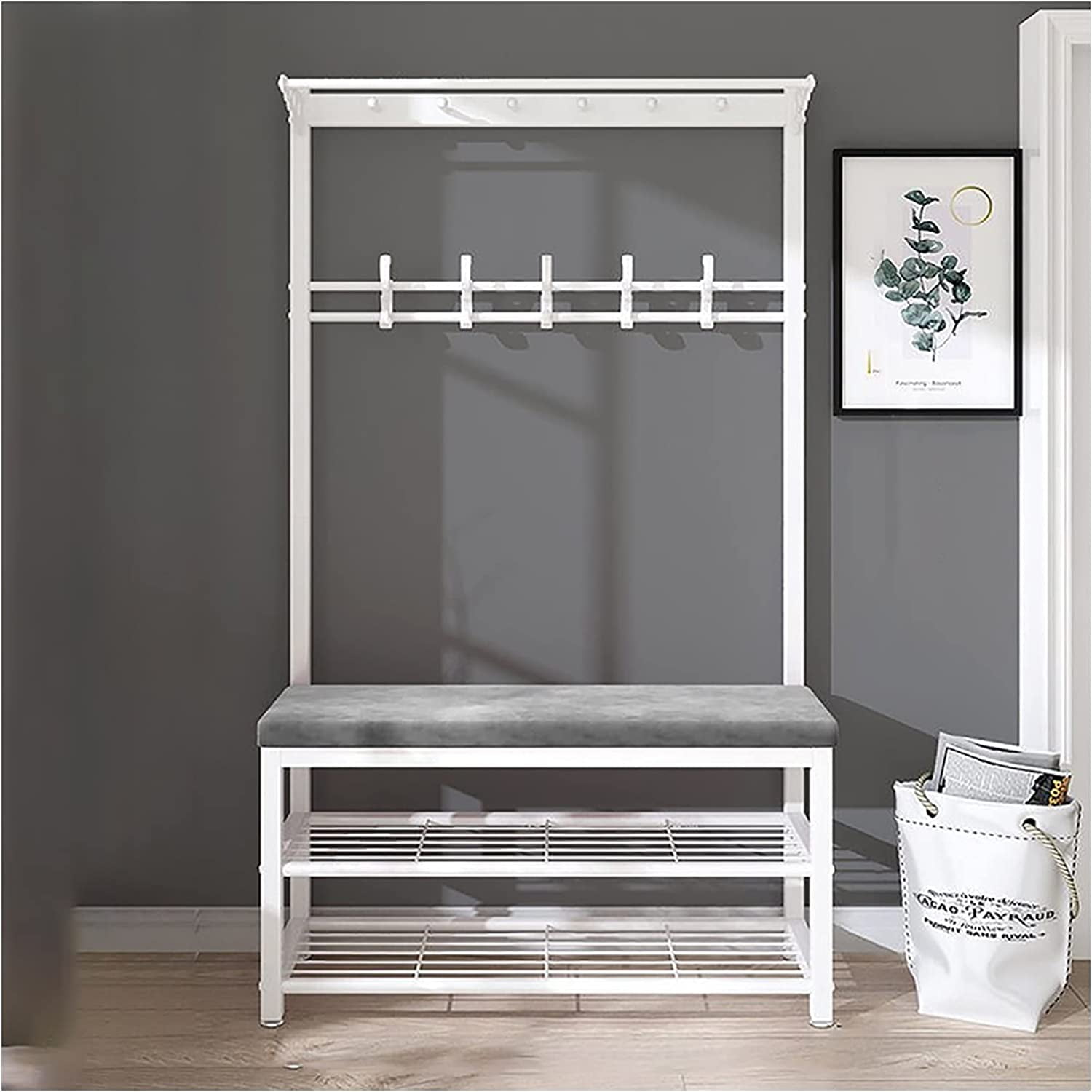 Entryway Coat Rack Shoe Bench 3 in 1 Hall Tree Storage Bench with Hooks 2 Tier Storage Shelves for Living Room Bedroom Color Black Size 31.5IN Walmart