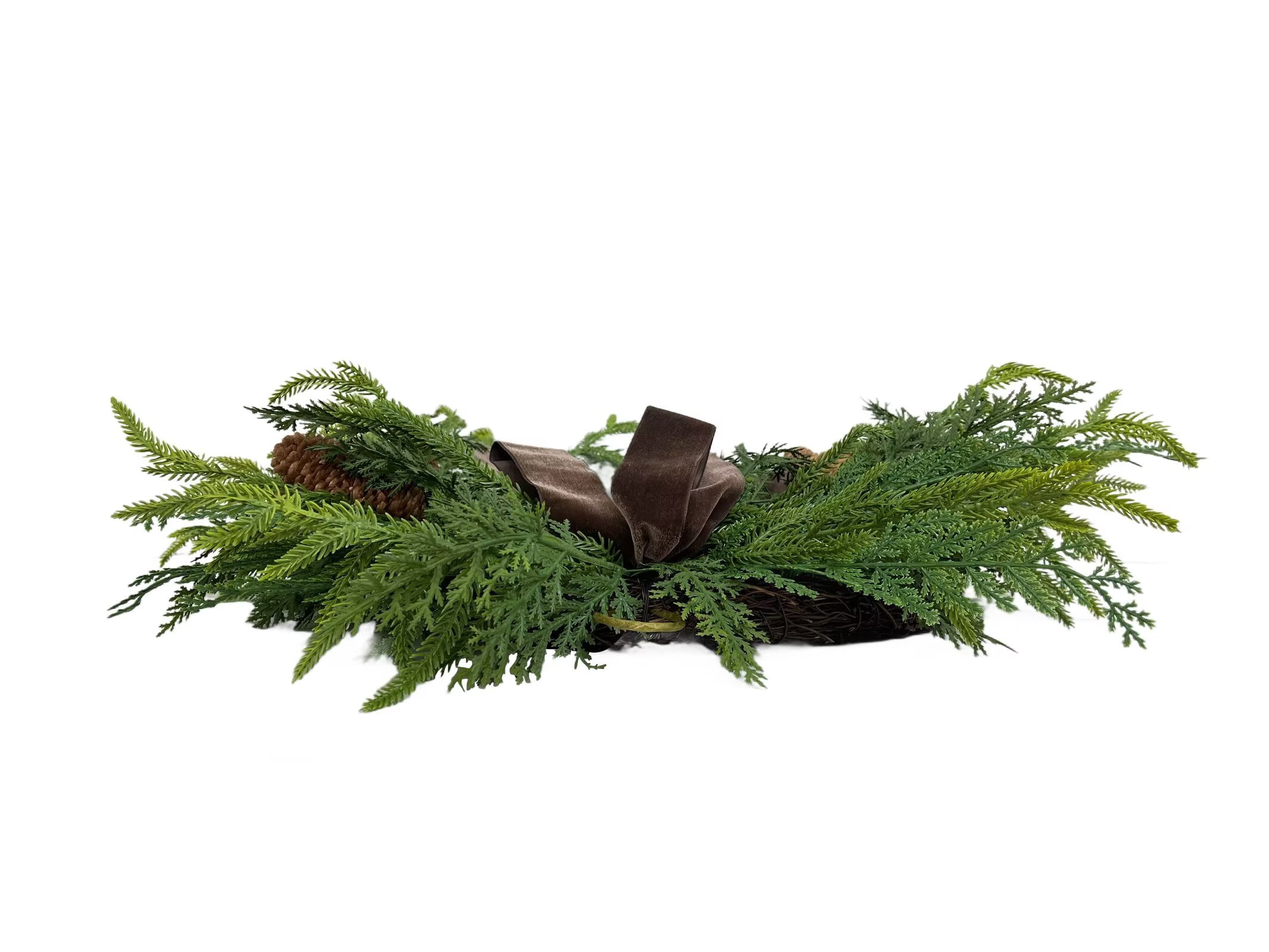 Cedar and Pinecones Christmas Wreath, Green and Brown, 22", by Guvpev