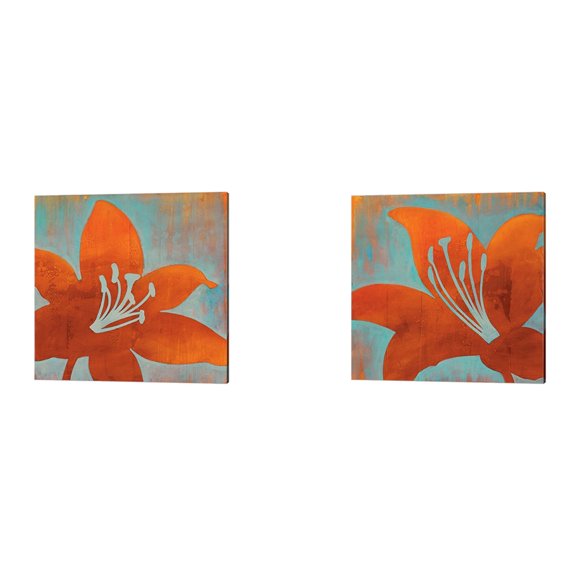 Cosmic Bloom by Stacey D aguiar Canvas Art Set of 2 14 inch X 14 inch Each