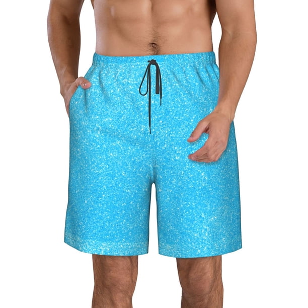 Fotbe Sky Blue Glitter Trajes de Baño Estampados para Hombre, Shorts de Verano de Secado Rápido, Ropa de Playa, Bañadores-3X-Large