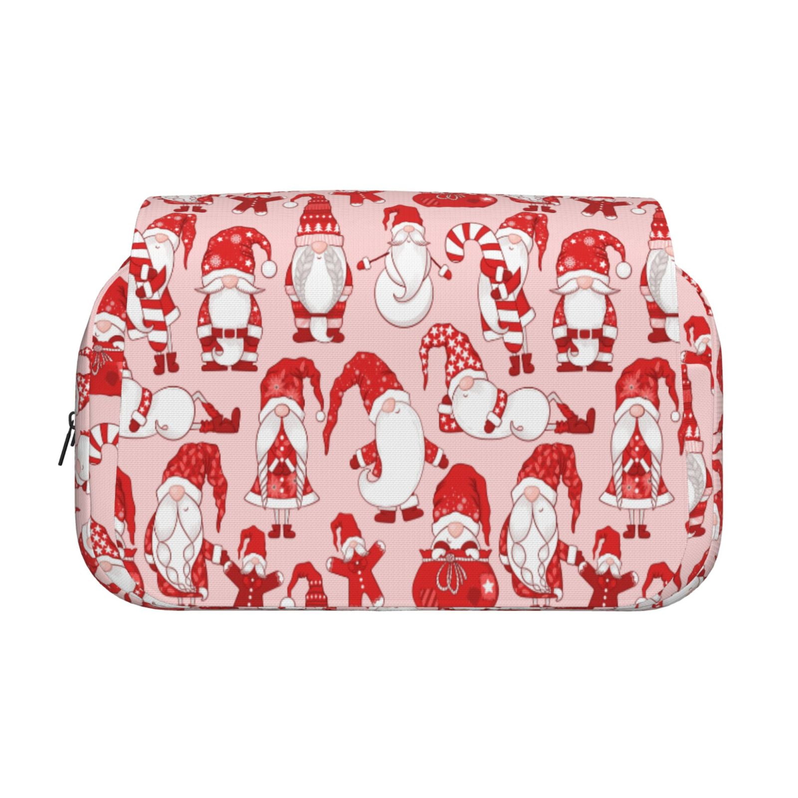 Rateoe Gnome Merry Christmas Pattern Double Clamshell Pen Case, Storage Organizer with Two Zipper Compartments– Holds Up to 50 Pencils & Pens