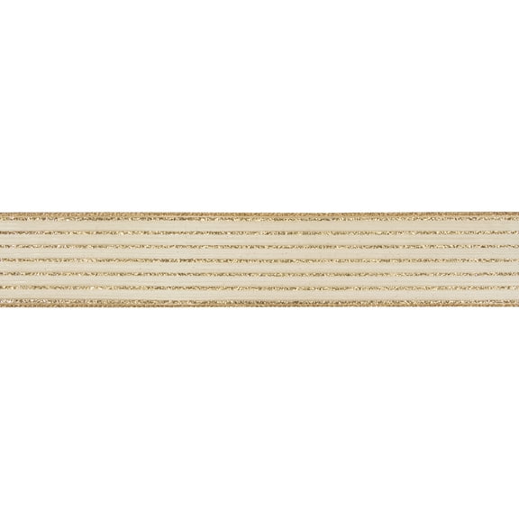 Northlight Gold Glitter Striped Christmas Wired Craft Ribbon 2.5" x 10 Yards