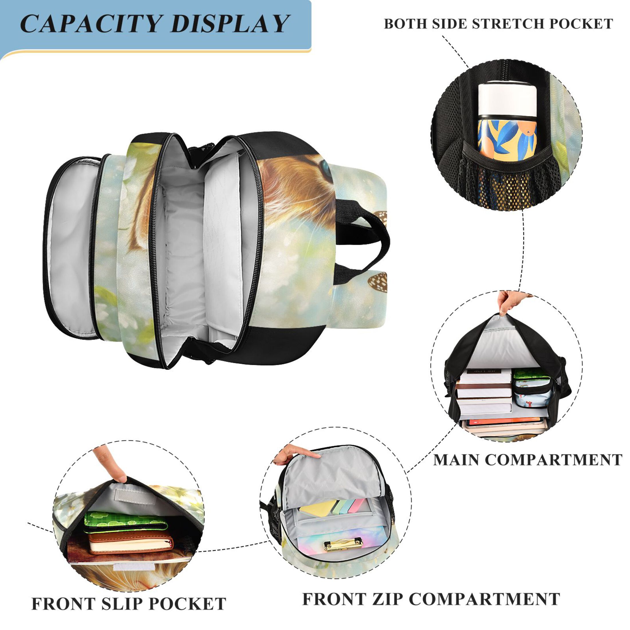 Backpack 12.9 *5.1 * 17.7 Inches Outing Backpack, Shopping Backpack, Travel Backpack Cat Butterfly Play