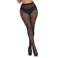 thumbnail image 6 of HNMKIU Jacquard Mesh Patterned Women's Pantyhose Extra Large Size Long Sleeve Sheer Tights for Black,One Size, 6 of 8