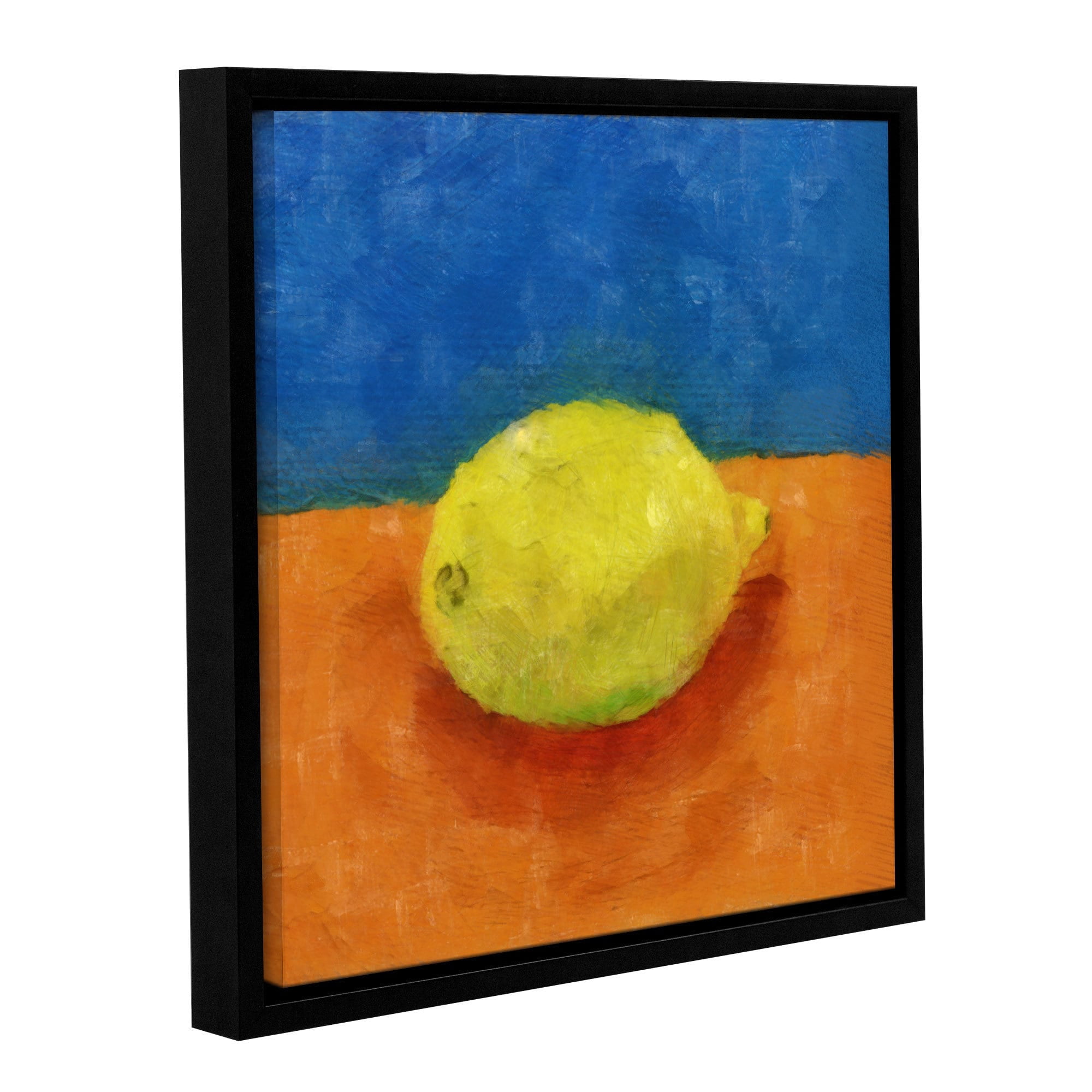 ArtWall Kevin Calkins "Lemon with Blue and Orange" Gallery-Wrapped Floater-Framed Canvas