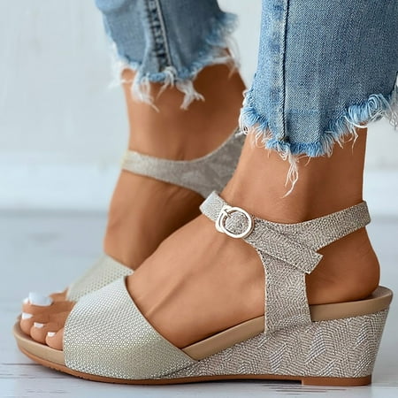 

eczipvz Shoes for Women Women Sandals Open Toe Heel Ankle Strap Sandals Summer Bohemian Platform Sandal Party Dressy Shoes