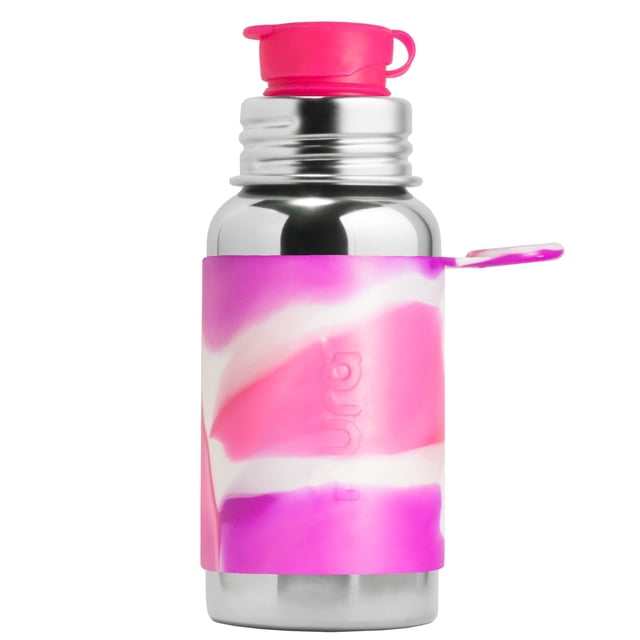 Botella de agua Pura Sport de acero inoxidable de 550 ml, forma de espiral rosa