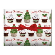 Christmas Cupcake Jumbo Rolled Gift Wrap - 1 Giant Roll, 23 Inches Wide by 32 feet Long, Heavyweight, Tear-Resistant, Holiday Wrapping Paper