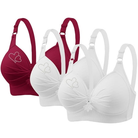 Seamless Athletic Wirefree Bra High Support Bras for Women Comfortable No Underwire Sports Bra with Adjustable Strap Womens Breathable Soft V-Neck Bras Daily Bra 3 Pack 3XL