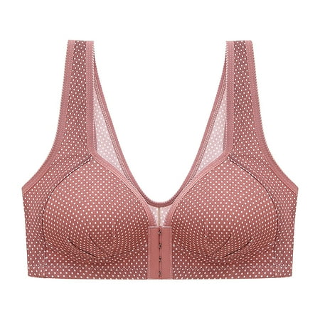 

RQYYD Reduced Women s Front Closure Wireless Bra Polka Dot Full Cup Bras for Women No Underwire Push Up Shaping Wire Free Everyday Bra(Pink XL)