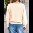 thumbnail image 4 of Suéter de Cuello Redondo con Botones para Mujer, Camisetas Henley de Larga de Otoño, Tops de Punto Holgados A Crema XXL, 4 of 8