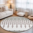 thumbnail image 3 of Round Area Rug 4ft Boho Diamond Floor Carpets Indoor Floor Area Mat Stain-Proof Mat Circle Rugs for Living Room Dining Room Kitchen Bedroom, Bohemian Geometric Stripes Beads Sofa Throw Carpet, 3 of 9