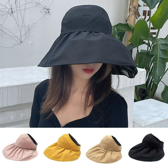 SPRING PARK Sun Hats for Women Roll-up Wide Brim Summer Breathable Beach Hat Foldable Floppy Cotton Hat