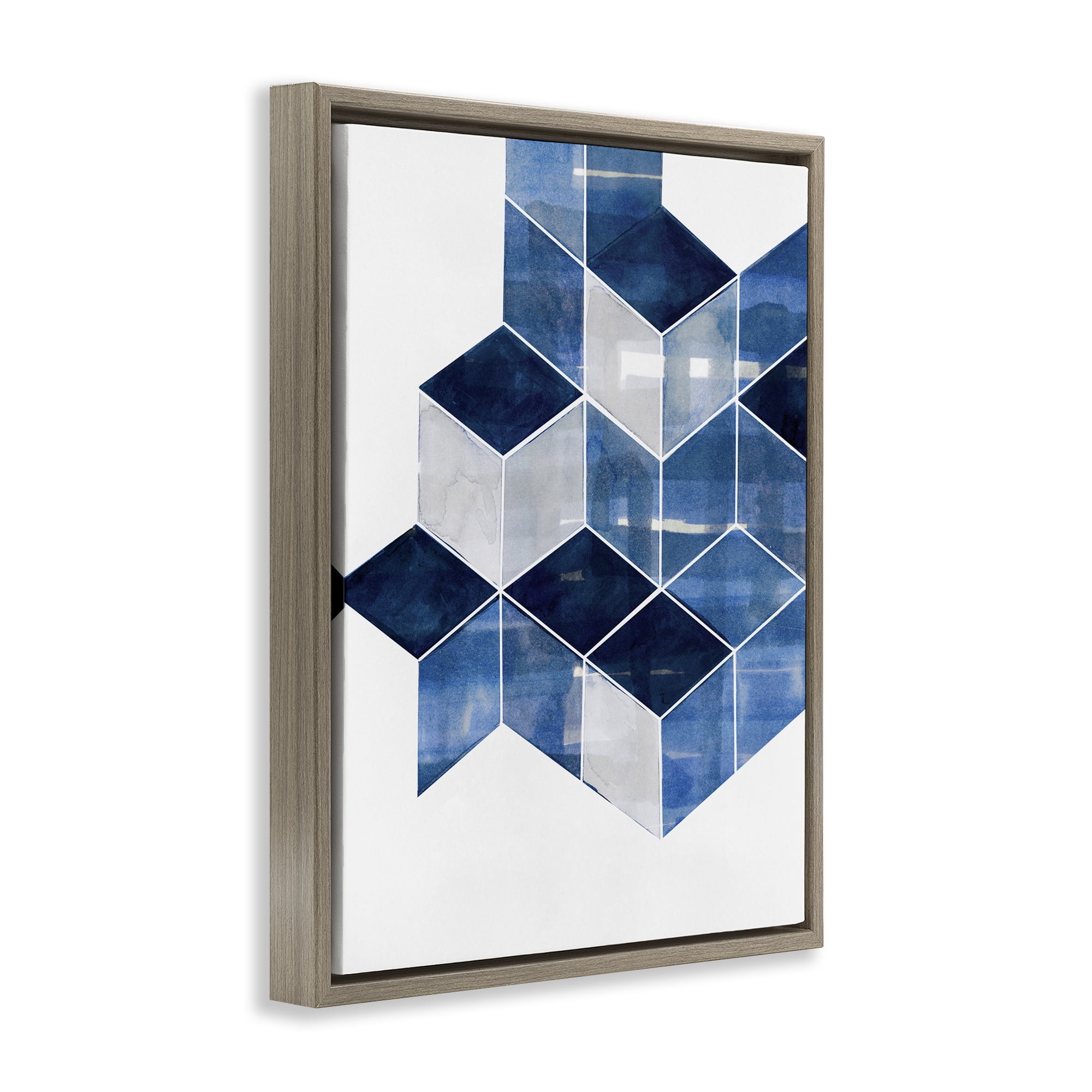 Stupell Industries Stacked Geometric Cubes Abstract Painting Brown Floater Framed Canvas Art Print Wall Art, 25 x 31
