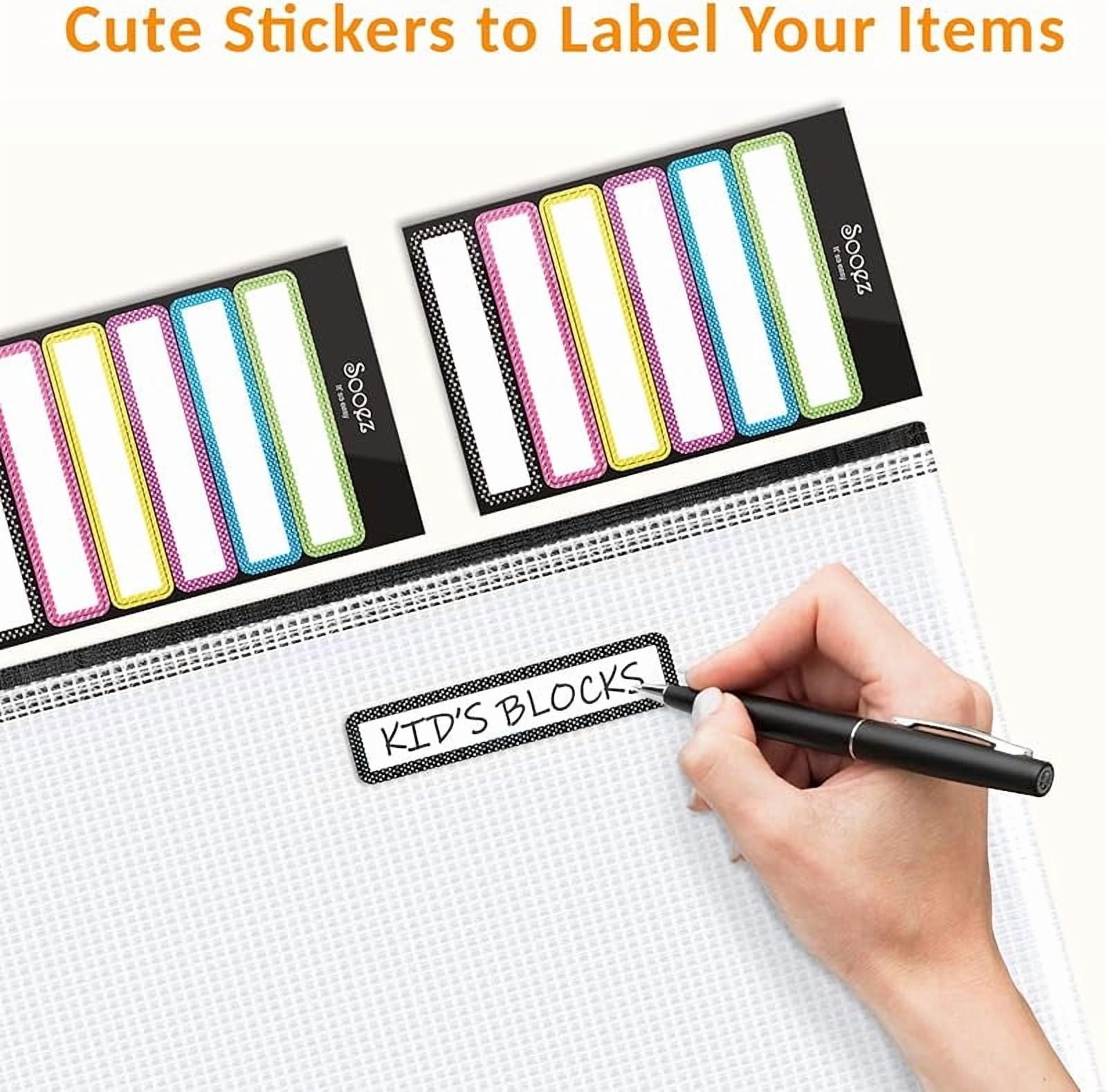 Sooez 24 Pack Mesh Zipper Pouch with Sticky Labels, A4 Mesh Bags for Board Game Puzzles Organization Storage, Durable Letter Size File Folders Organizer for Teacher School Classroom Office Supplies
