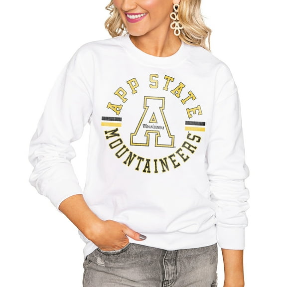 Women's Gameday Couture White Appalachian State Mountaineers Oversized Vintage Days Perfect Crew Sweatshirt