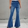thumbnail image 4 of GaThRRgYP Trousers for WomenFashion Women Solid Zipper Casual Mid Waist Long Flare Pants, 4 of 6