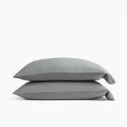 Under the Canopy 300 Thread Count Organic Cotton Jersey Pillowcase Set, King, Gray