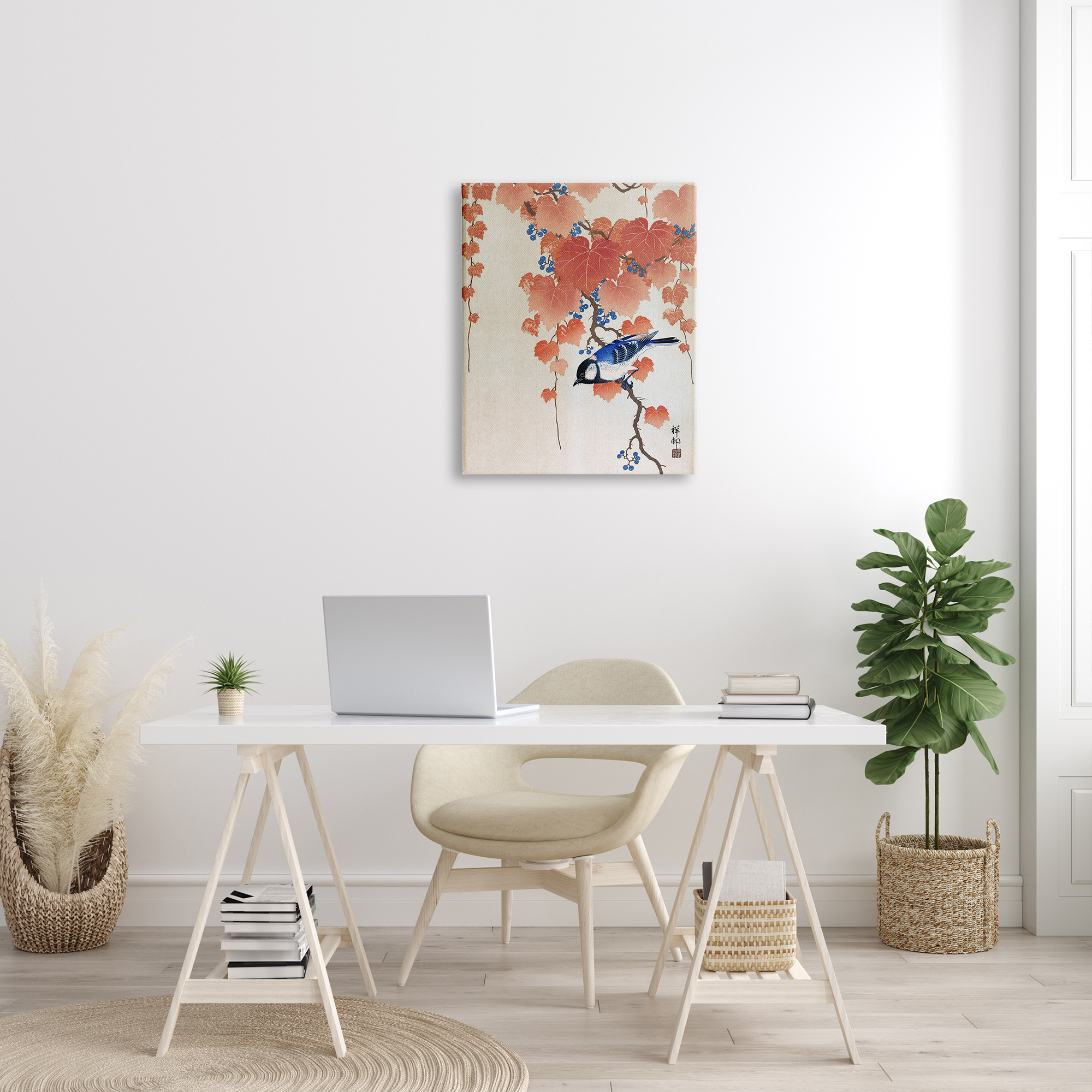 Stupell Industries Koolmees op Paulownia Tak Ohara Koson Classic Bird Painting Painting Gallery Wrapped Canvas Print Wall Art, Design by one1000paintings